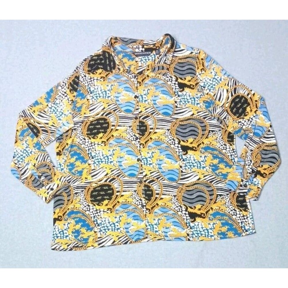 Brook Shields Timeless Baroque Long Sleeve Button Up 1X Chains Gianni Versace